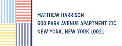Blue Seersucker Patch Return Address Labels